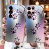 Metallic Cat Paw Print Glass Phone Case  Fashion Phone Cases S26 Ultra Case for Samsung Galaxy S26 S25 S24 S23 S22 FE Ultra Plus