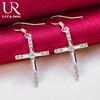 925 Sterling Silver Cross AAA Zircon Piercing Earrings Are Wedding Jewelry