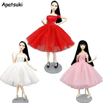 Fashion Doll Clothes For Barbie Outfits Off Shoulder Short Ballet Dresses For Barbie Doll Gown 1/6 Dolls Accessories Kids Toys