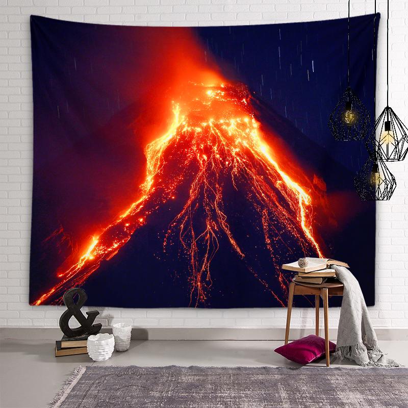 

Извержение вулканической лавы, пейзаж, Настенный декор, гобелен, настенный художественный гобелен, индивидуальный гобелен для гостиной, спальни, домашний декор, гобелен 100X75CM