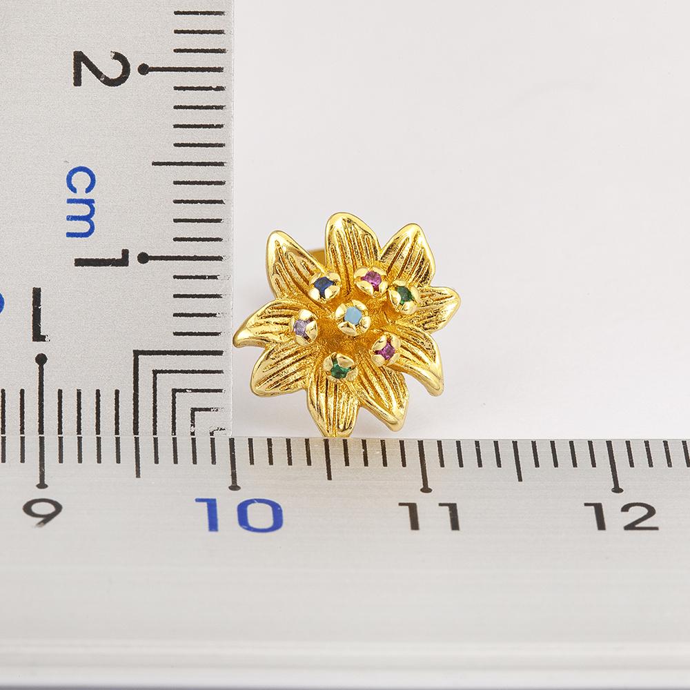 Nidin Hot Sale Flower Shape Inlaid Colorful Zircon Charm Earrings For Women Vintage Style Engagement Wedding Party Jewelry Gifts