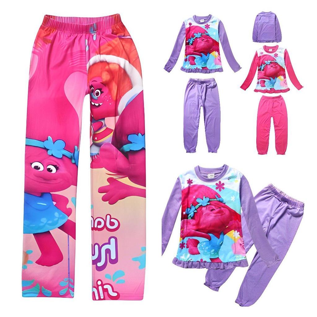 Adorable Trolls Kids Girl Cartoon Winter Sleepwear Pyjamas Tracksuits Nightwear Nightgown