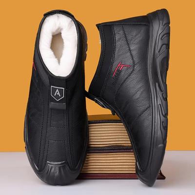 Herren Winter Plüsch Warme Schneestiefel Wasserdichte Lederstiefel