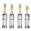 Preffair 4PCS Banana Plug Connector 24K Gold Plated Brass Banana Plug Six Leaf Banana Plug for Speakers BA1462