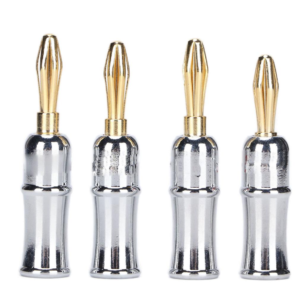 Preffair 4PCS Banana Plug Connector 24K Gold Plated Brass Banana Plug Six Leaf Banana Plug for Speakers BA1462