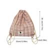 Vintage Korean Plaid Drawstring Bag Y2K Aesthetic Harajuku Plaid Backpack Casual Lightweight Student Schoolbags Outdoor