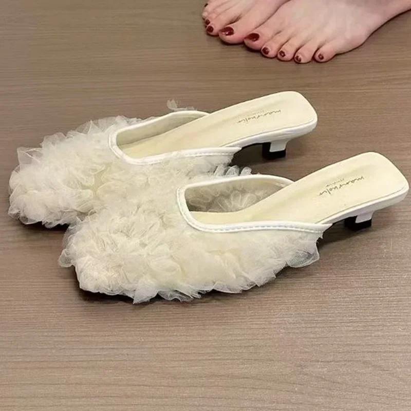 Fashion Women's Slippers Fashion Heeled Shoes Designer Slingback Sandals Cozy 2025 Woman Mules Shoes Summer Casual Luxury Mujer Zapatos