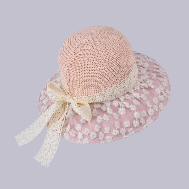 

Summer Beach Hat With Large Brim And Breathable Polyester For Sunshade And Style рожевий