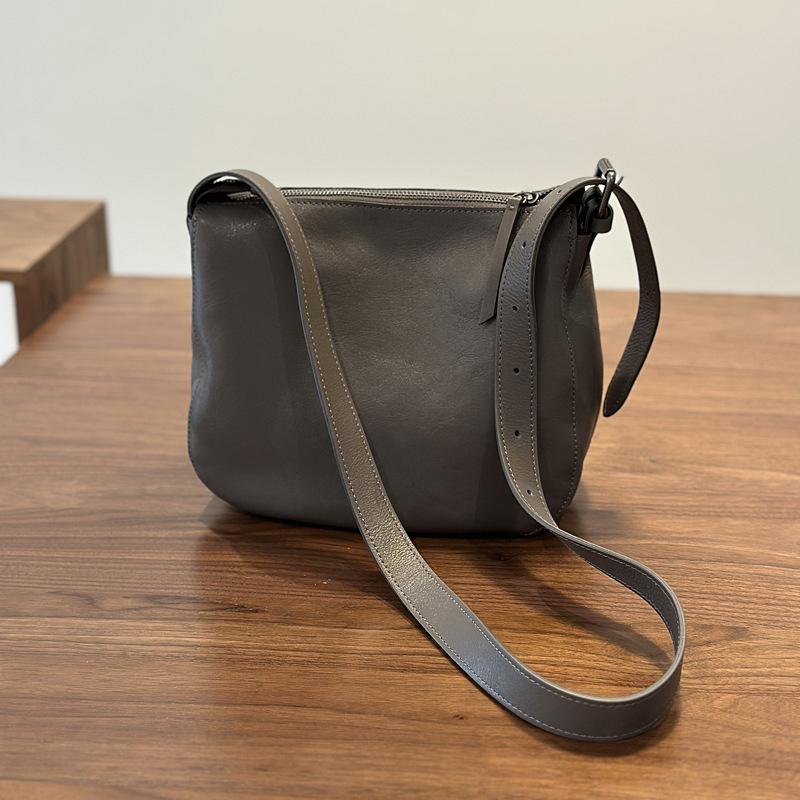 Johnature Simple Genuine Leather Women's Shoulder Bags Nature Soft Cowhide Solid Color Versatile Crossbody Bags