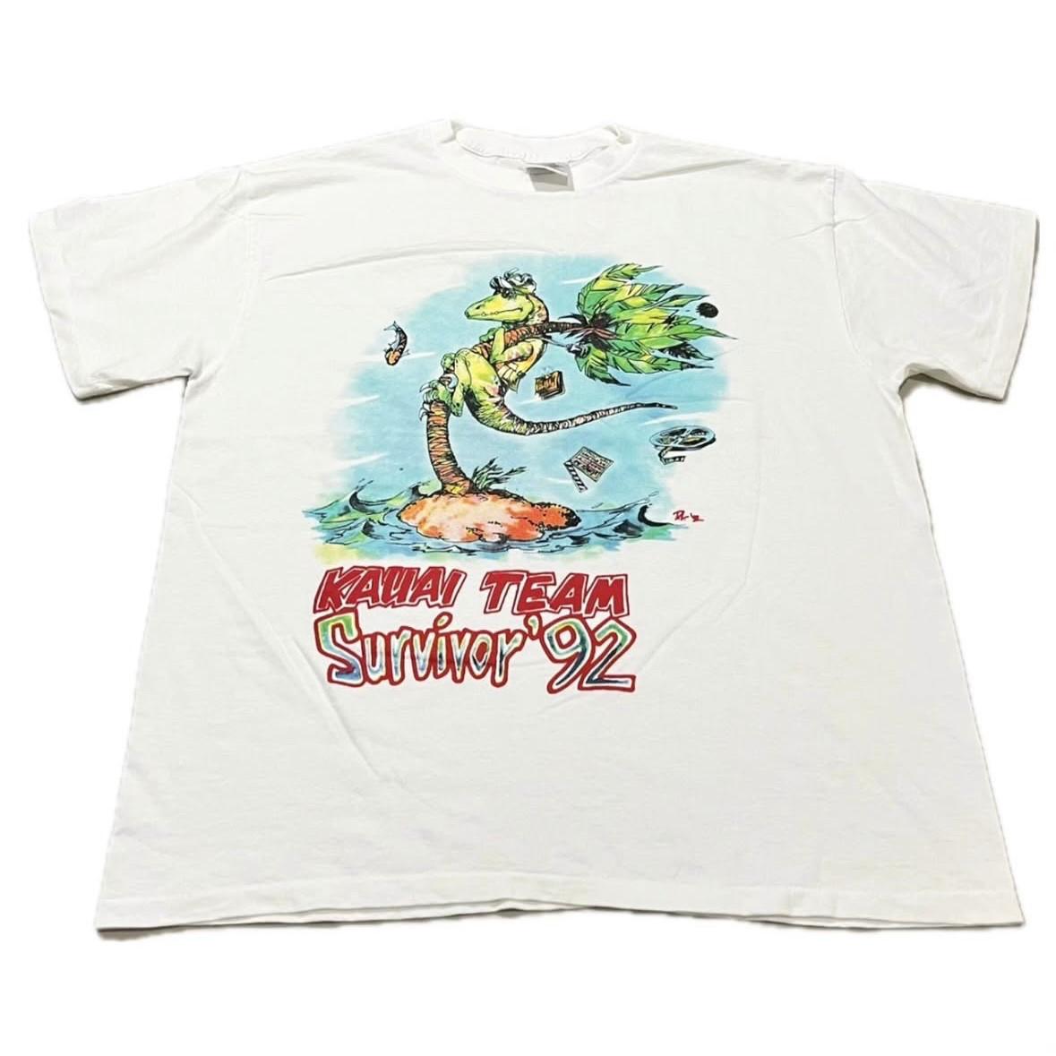 Vintage Jurassic Park Kauai Survivor 1992  Single Stitch T-Shirt Mens Womens Tees Top REPRINT 3XL
