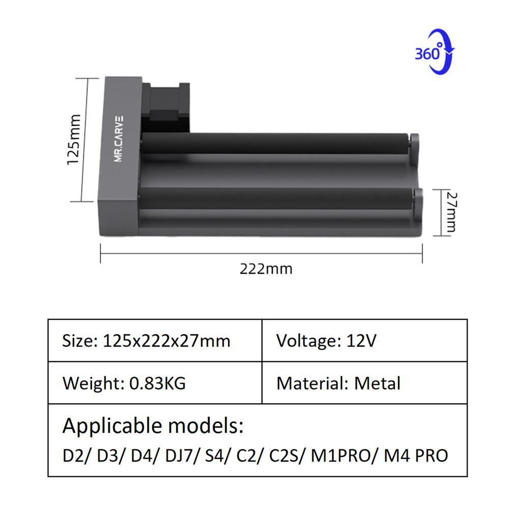Mr.Carve RT5 Rotationswalze Lasergravurzubehör Geeignet für zylindrische Objekte mit 360 Grad