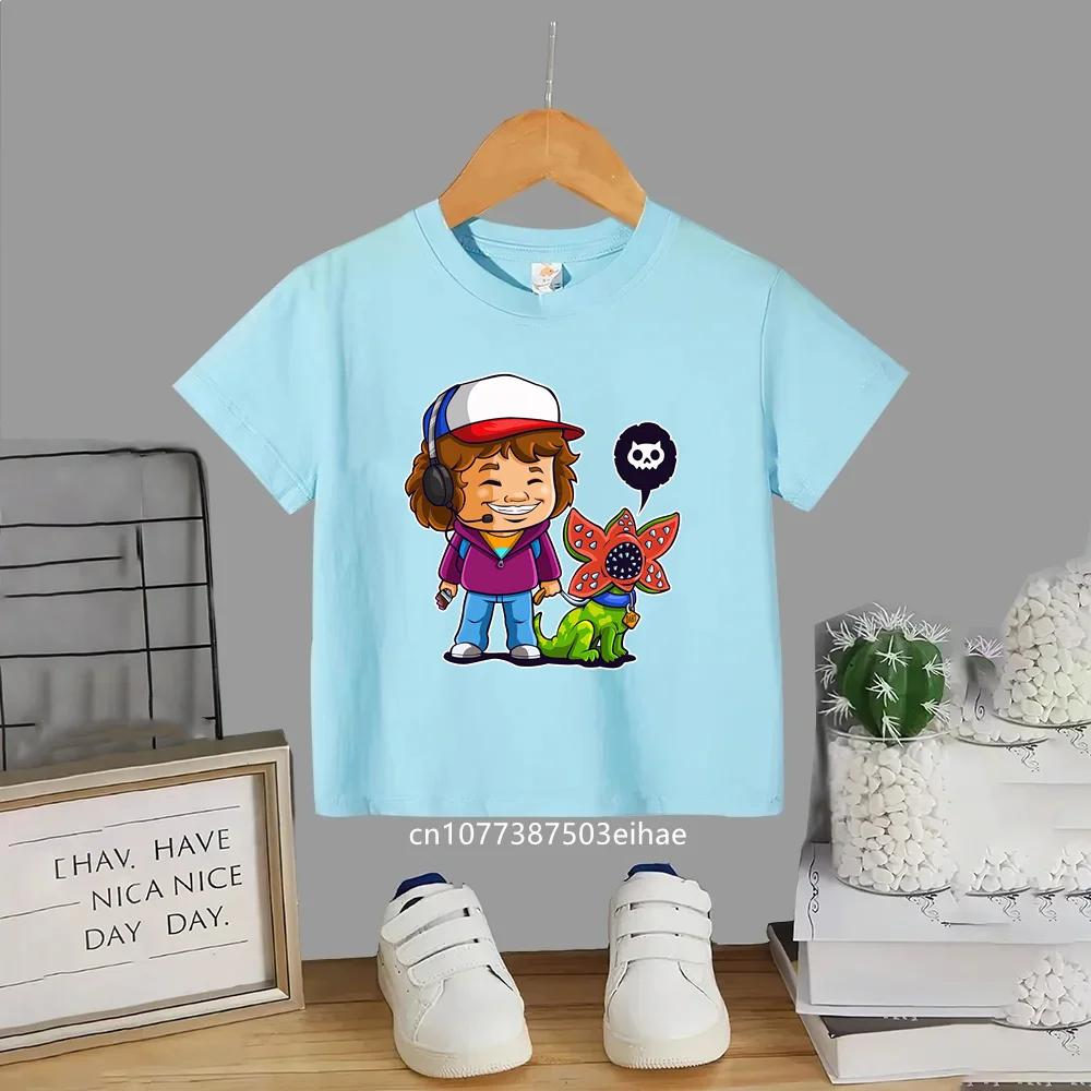 Stampe di Stranger Things di Tendenza per l'Estate Magliette O-neck Economiche ma Chic per Ragazzi e Ragazze Morbide alla Moda per Bambini