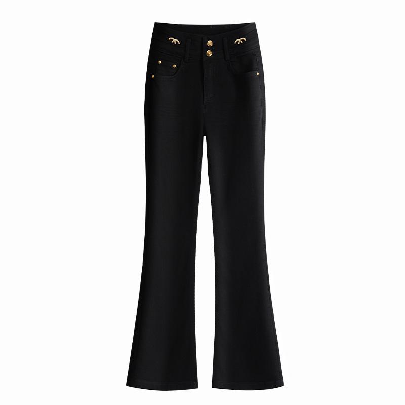 Women's High-Waisted Micro-Flared Jeans - New Spring/Autumn 2024 Retro Slimming Style