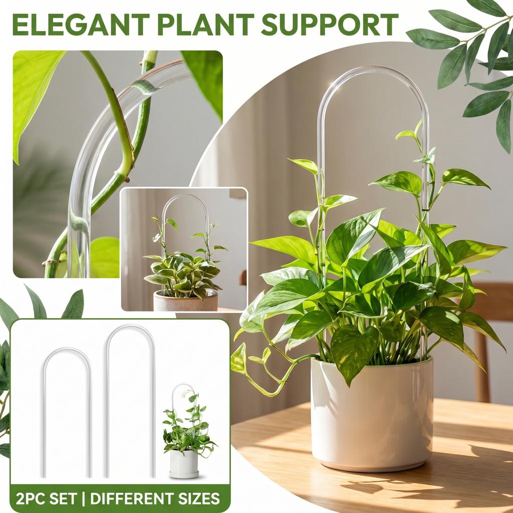 2pc Plant Support Stakes U-Shaped Acrylic Climbing Plant Supports Garden Plant Stakes for Indoor Outdoor Plants