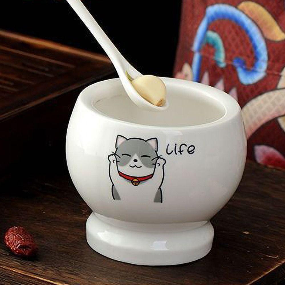 Ceramics Garlic Grinding Jar Cartoon Spices Mill Kitchen Gadgets Garlic Masher  Seasoning