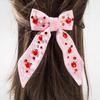 Sweet Pastoral Style Bows With Tiny Flower Appliques Colorful Bead Decorations Long Ribbon For Princess Fairy Hair Styling