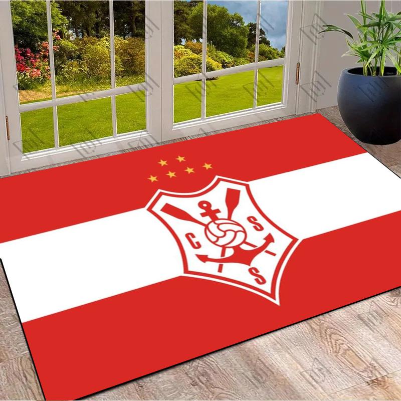 Corinthians SC Red White Stripe Crest Print Area Rug Brazilian Soccer Fan Non Slip Rectangular Floor Mat Gaming Room Football Fan Home Decor Rug