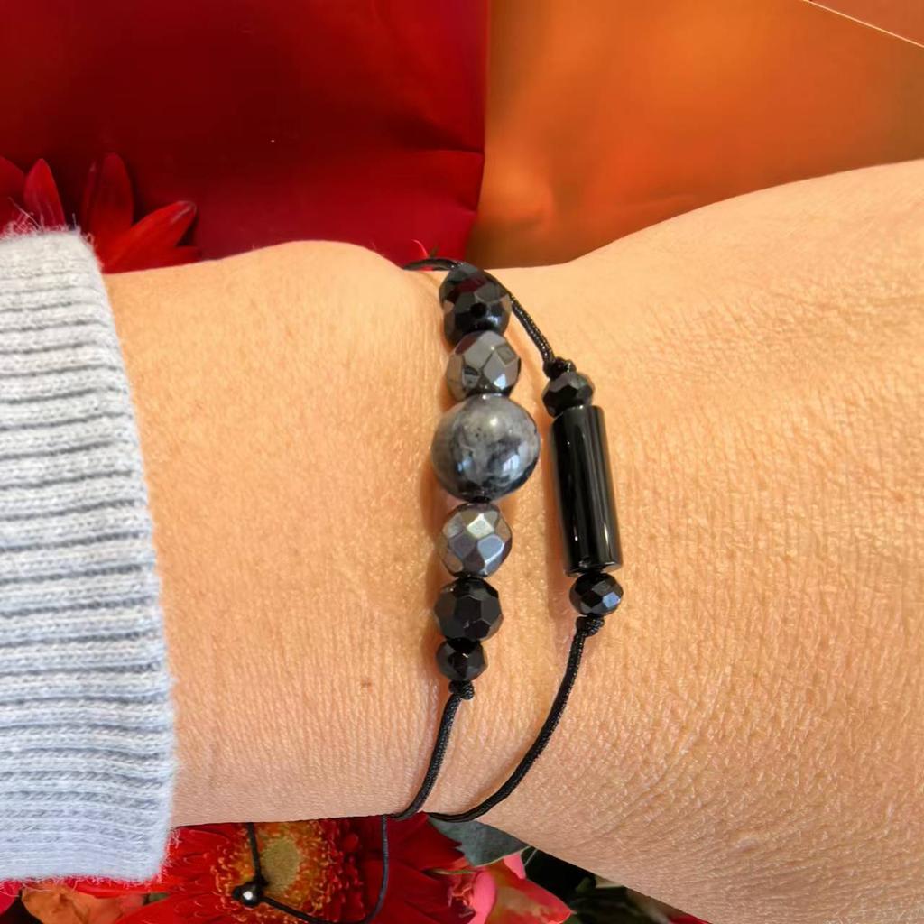 Triple Protection Bracelet, Empath Protection, Black Tourmaline and Obsidian Bracelet