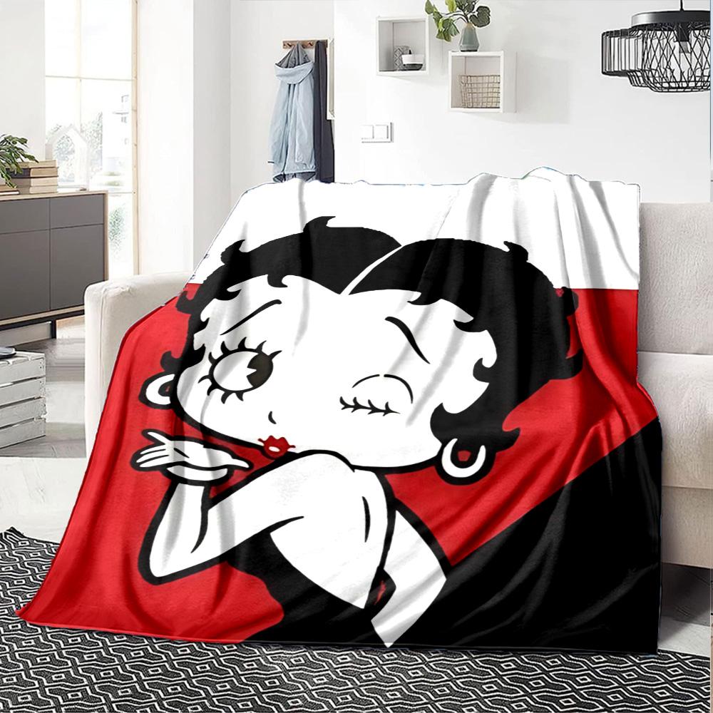 1pc Betty Boop Adventures Flannel Blanket,Ultra Soft Warm Plush Throw for Home Bedroom Bed Sofa Cover Camping Picnic gift Y72429