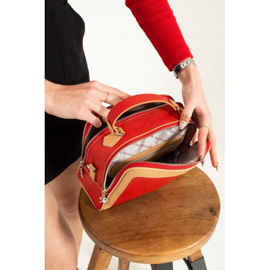 Taschen und Koffer Tara Red Kamel Damen Schultertasche und Tasche 20x24 Größe