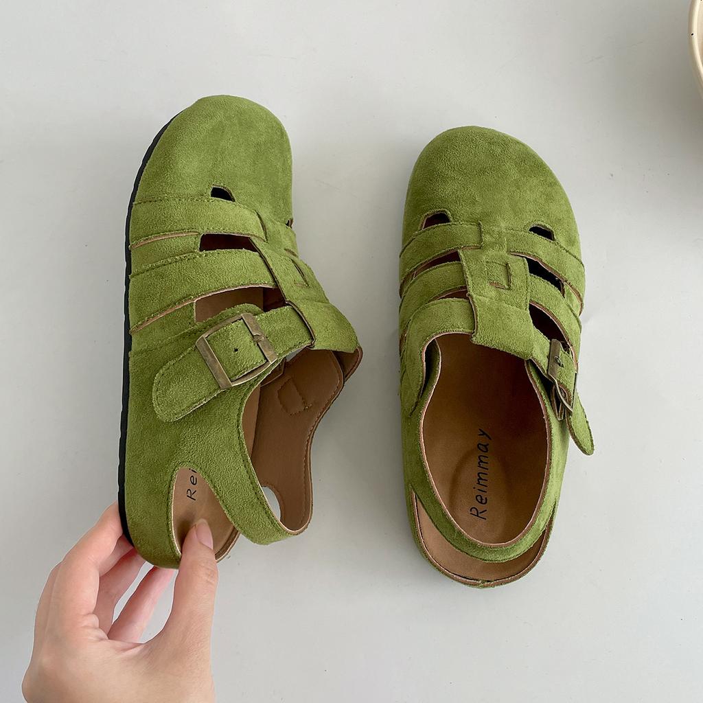 Queen Fan retro non-slip flat-bottomed bag head sandals women's 2025 summer wear with skirt Birkencool slippers