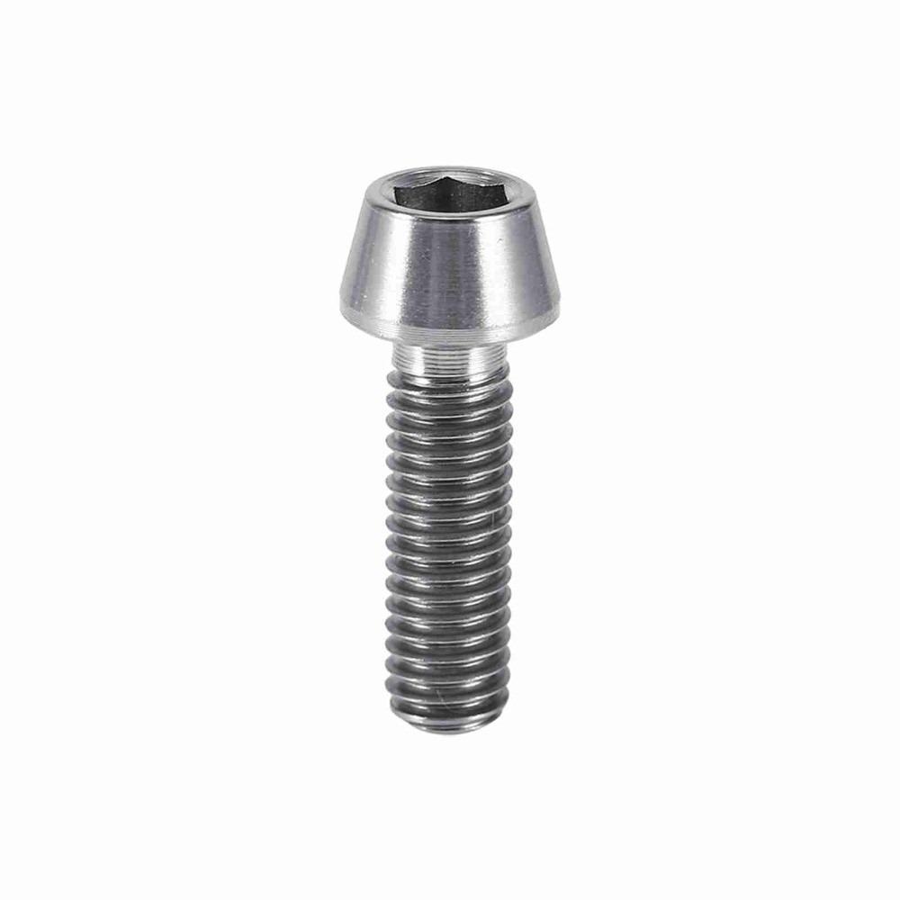 1pc M6x16/20mm Tapered Head Screw Titanium Alloy with Washer Conical Bolt Lightweight Hexagon Cone Hex Screws for Mountain Bike