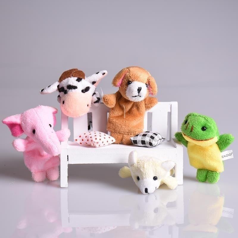 10pcs/set Cute Animal Finger Puppet Plush Toys Cartoon Biological Child Baby Favor Doll Kids Gifts Family Educational Finger Toy