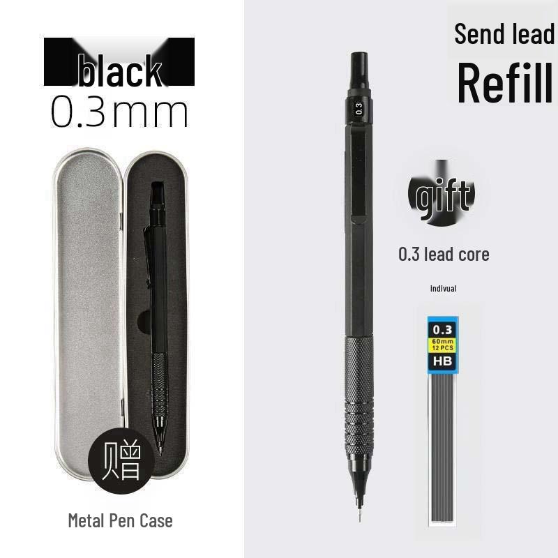 Professional Metal Mechanical Pencil, 0.5/0.7mm, Low Center Gravity, Weighted Feel, Continuous Lead Feed for Drawing & Painting.