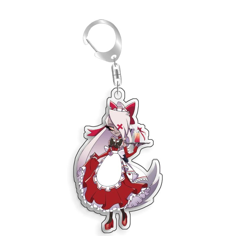 Hazbin Hotel Angel Dust Valentino Vox Velvette Blitzo Stolas Acryl Sleutelhanger Hanger Tas Bedeltjes Spel Anime Collectie Speelgoed Cadeau 5cm white