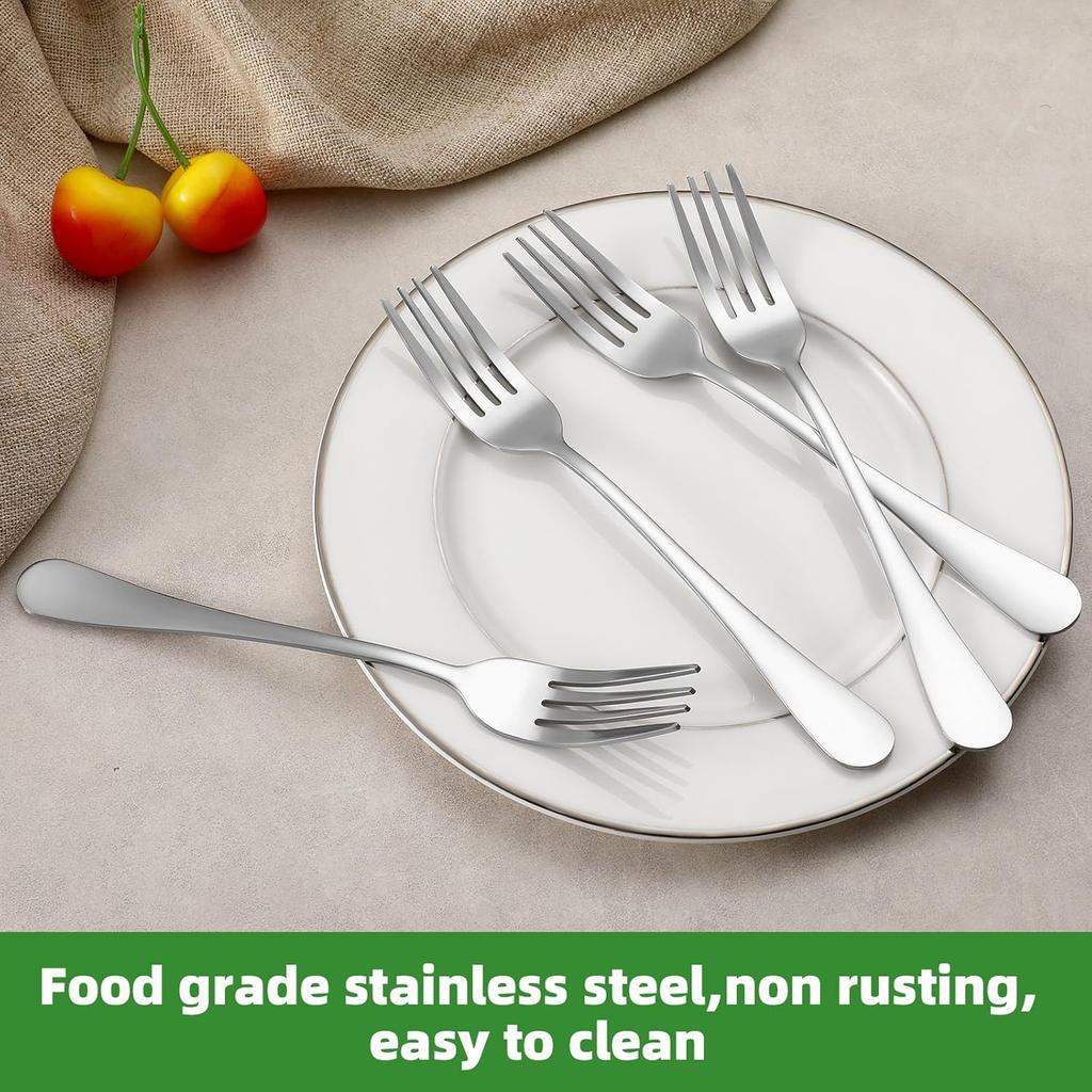 12 Piece Dinner Forks Set, Food-Grade Stainless Steel Forks Silverware, Cutlery Fork, Salad Fork, Metal Forks for Home, Kitchen or Restaurant, Mirror