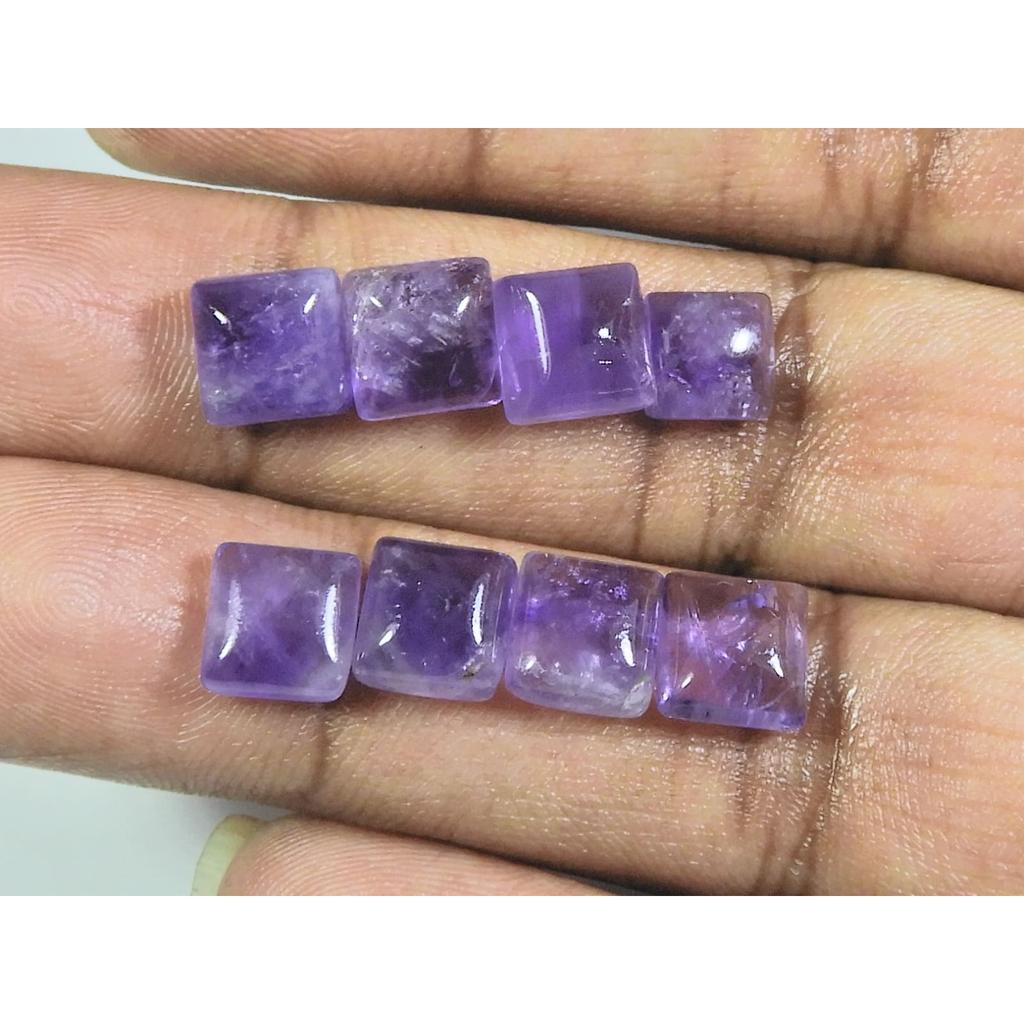 8X8MM Natural Amethst Ring Size Square Cabochon Loose Gemstone 8 Pcs Lot A-438
