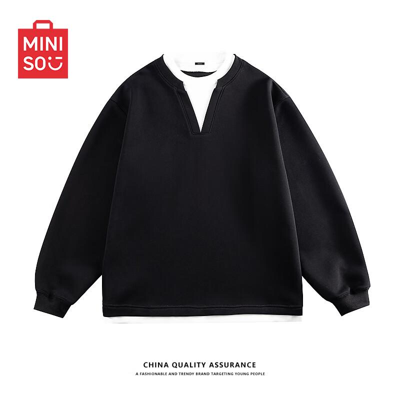 

MINISO Men s Fake Two-Piece Round Neck Sweatshirt XL
