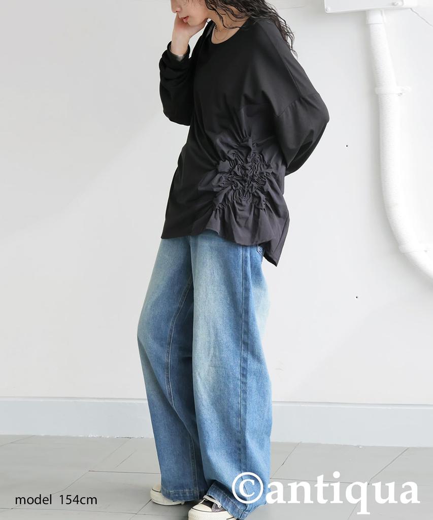 Antiqua Shirred Cut and One Size Black Women's Top, Sewn, PA-03700, 05,