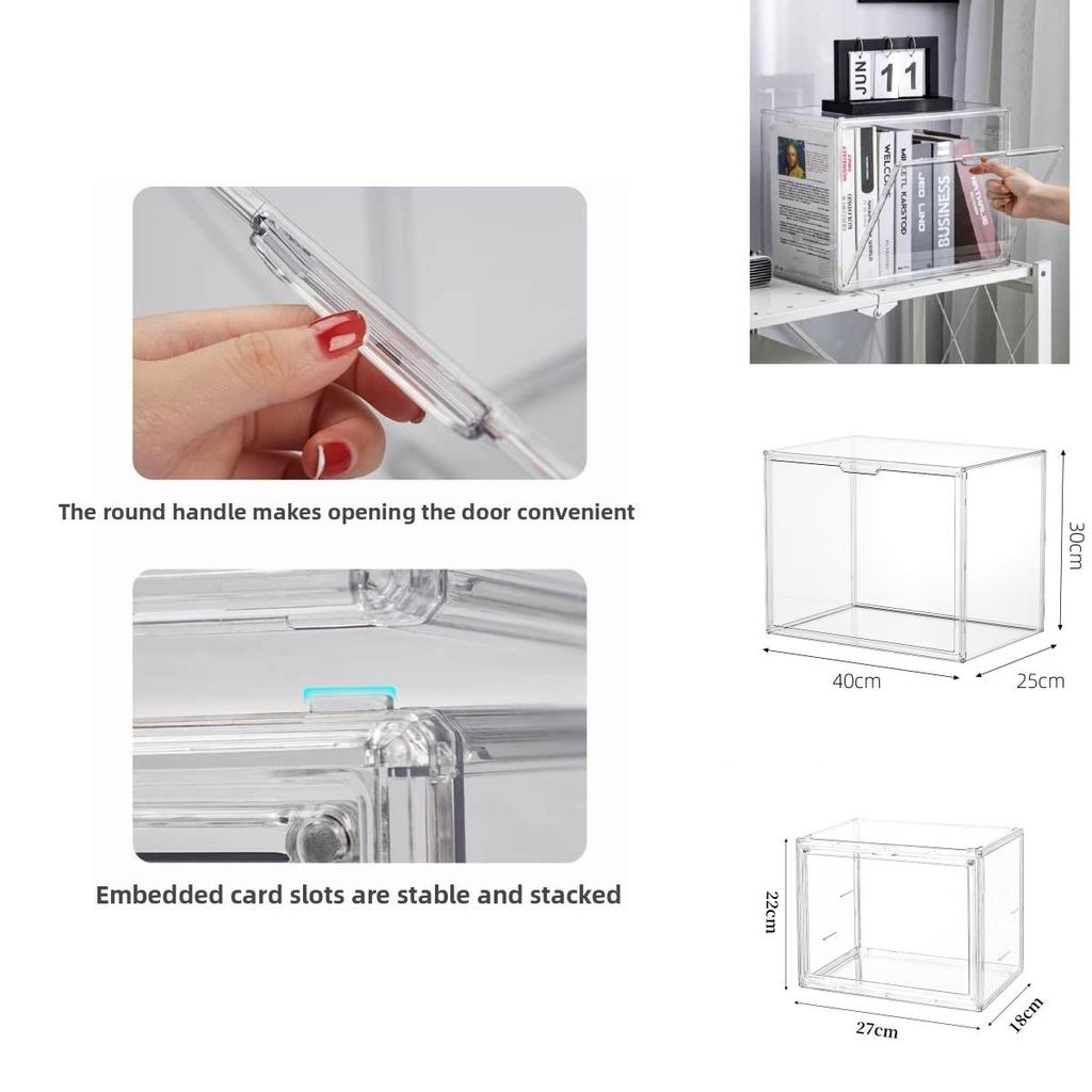 Transparent Plastic Book Storage Box With Lid For Cd Magazine Desktop Organizer
