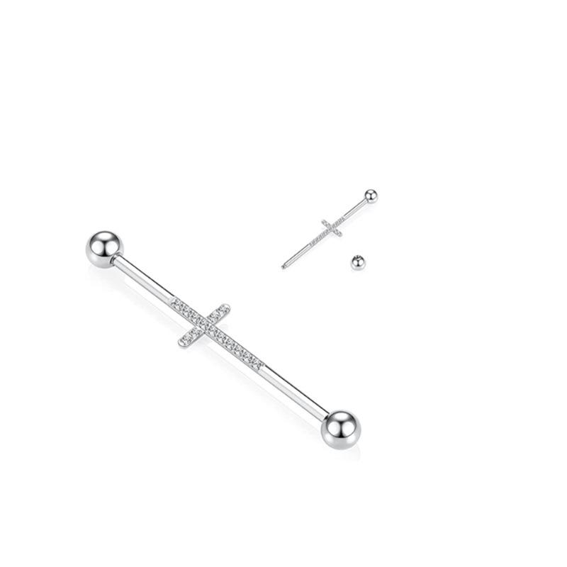 

Титановая штанга G23 с цирконом и инкрустированным цирконом для пирсинга хряща уха 1.2*38mm