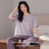 Women's Modal Pajama Set: Summer Short-Sleeve Tee & Casual Long Pants, Plus Size Two-Piece Homewear.