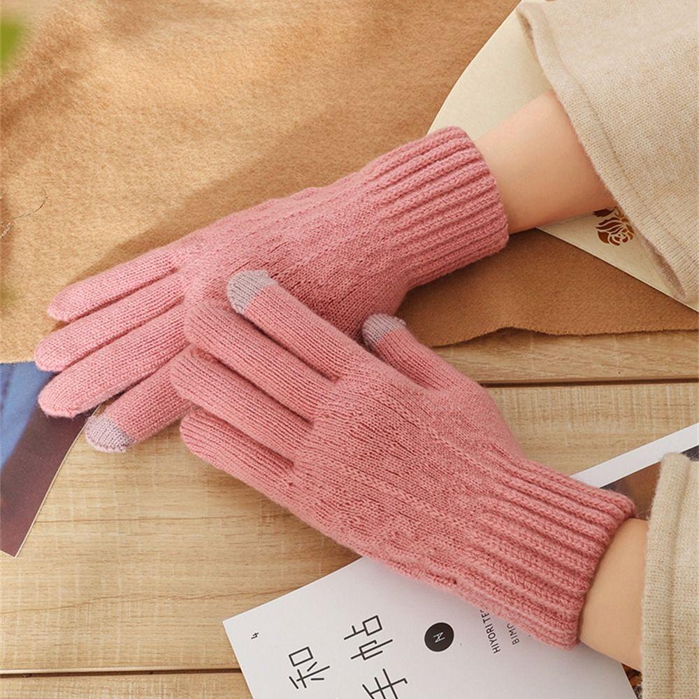 Windproof Cycling Driving Gloves Touch Screen All Finger Gloves Daily Short Mittens Winter