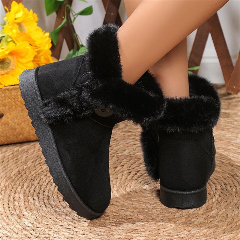 22 autumn and winter new muffin thick-soled thickened fur snow boots large size warm round head boots 36
