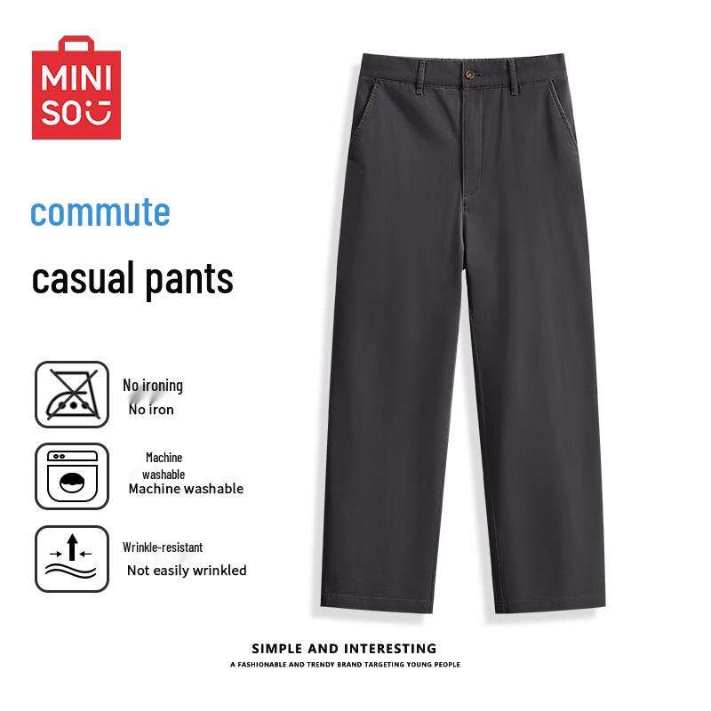 

MINISO Men s Straight-Leg Washed Cotton Casual Pants 4XL