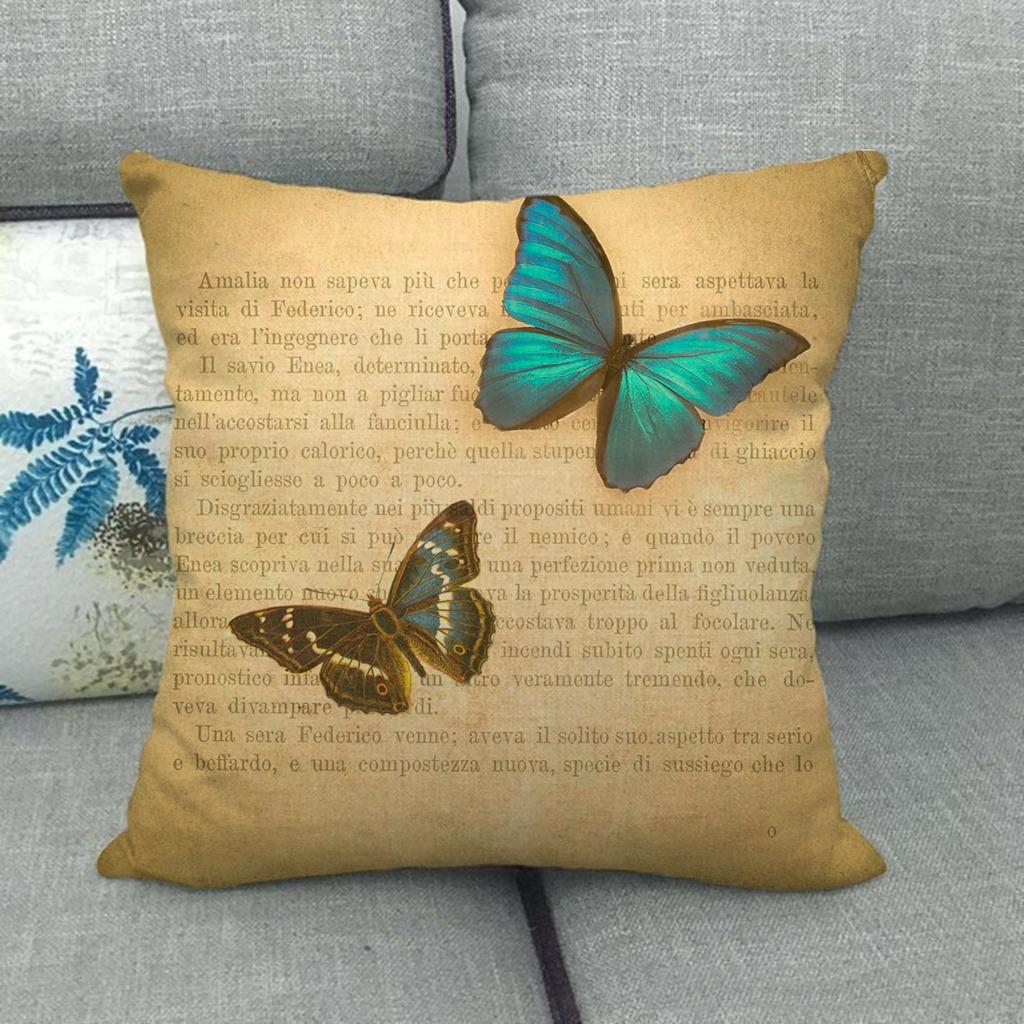 Butterfly Colorful Cartoon Insect Animal Digital Printing Short Plush Pillow Covers For Car Sofa Office Cushion Cover Home Goods