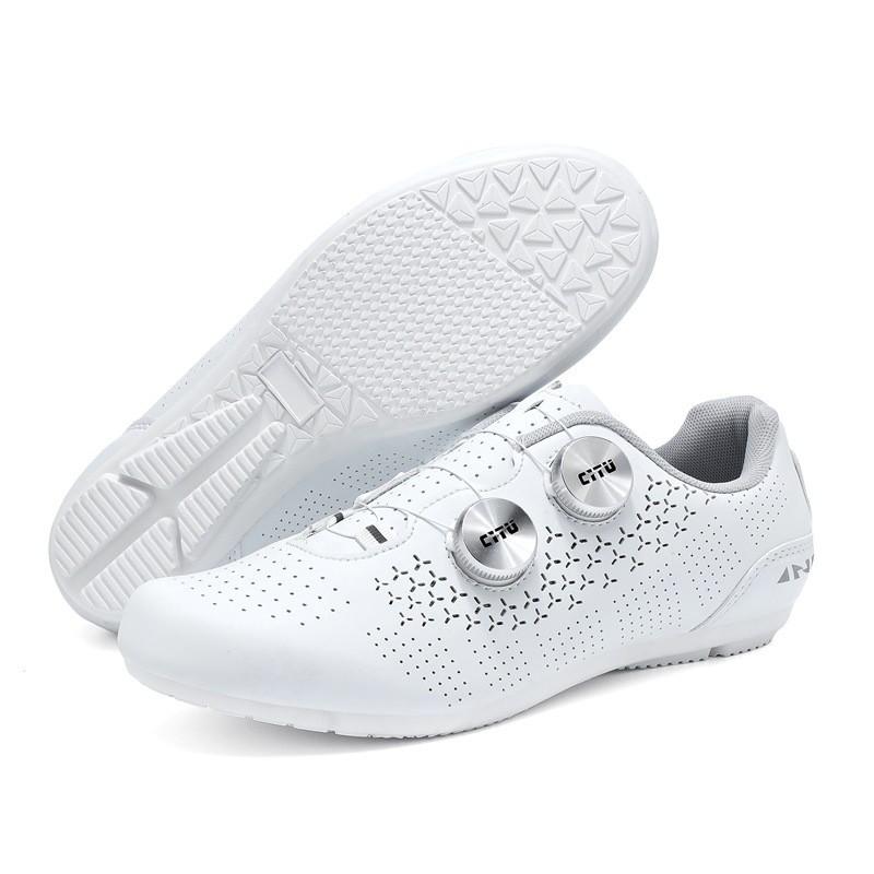 Unisex Cycling Shoes With Rotating Dial Low-Cut PU Leather MTB Road Bike Clipless Compatible