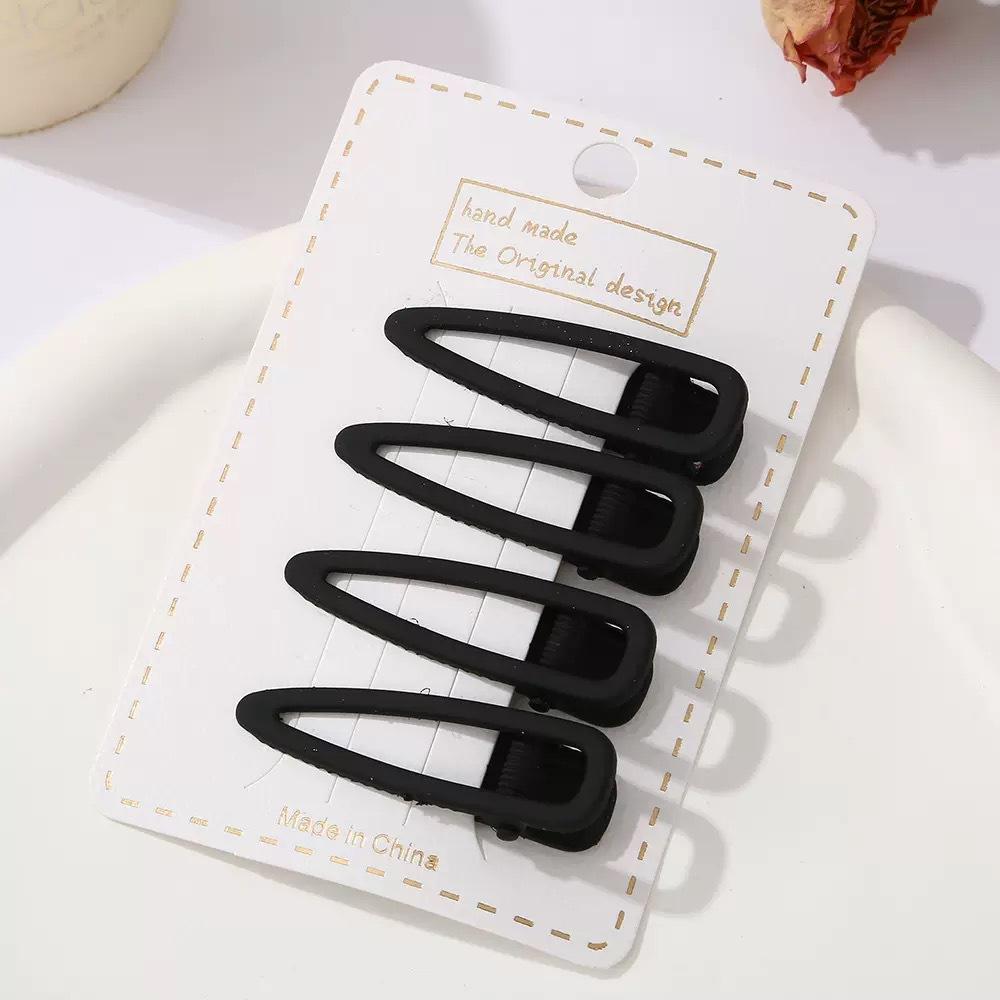 4Pcs Black Frosted Hair Clip Fashionable Trendy Hair Clips Hair Accessories Temperament Women Accessories Versatile Hair Clip