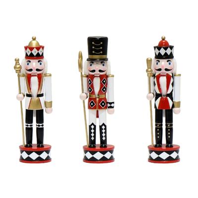 30cm Christmas Nutcrackers Ornament Hand Painted Doll Wood Solider King Figurine Tabletop Decorations for Home Bedroom