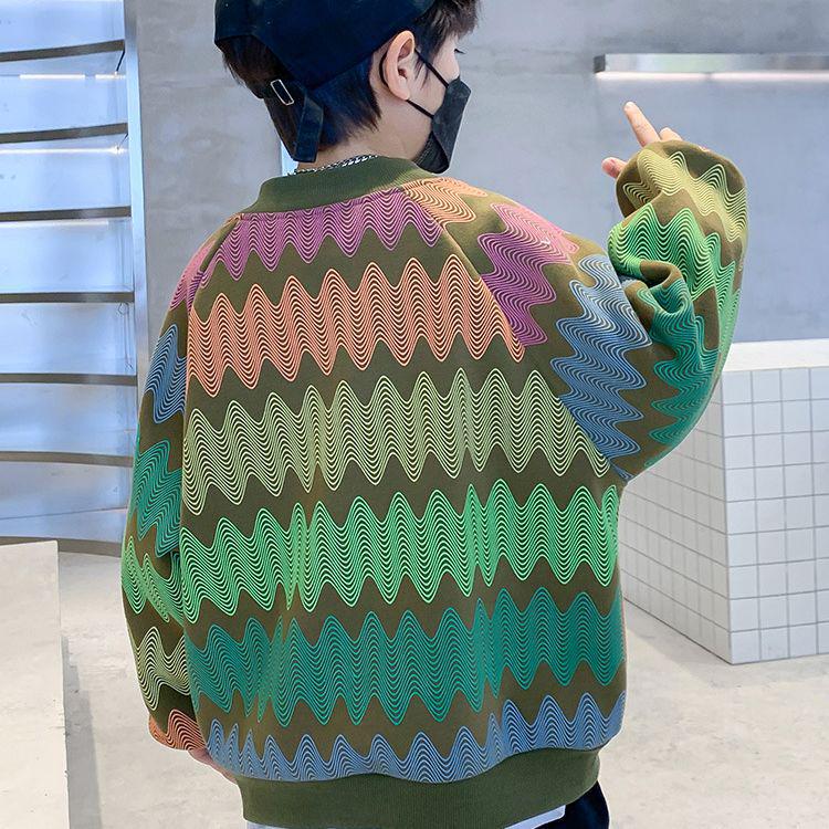 Sweat-shirt à manches longues à imprimé géométrique pour garçon 2023