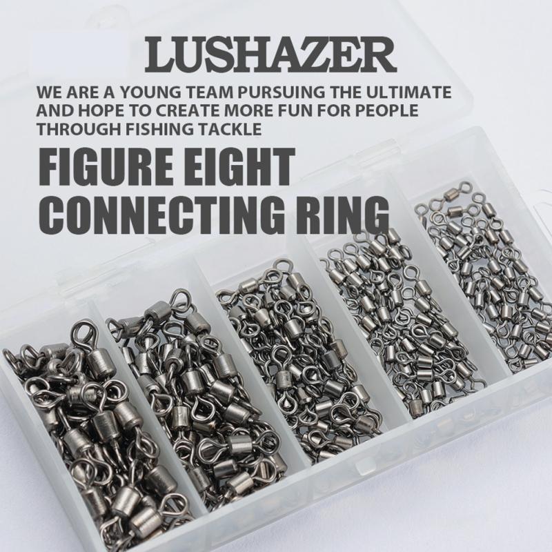 Набор из 200 цельных поворотных колец, высокопрочный высокоскоростной рыболовный соединитель из нержавеющей стали для рыбалки 200pcs