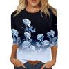 Women's T-shirt 3d Print Vintage Floral Print Casual Long Sleeve Round Neck Regular Tops Daily Print Pink, Spring and Autumn