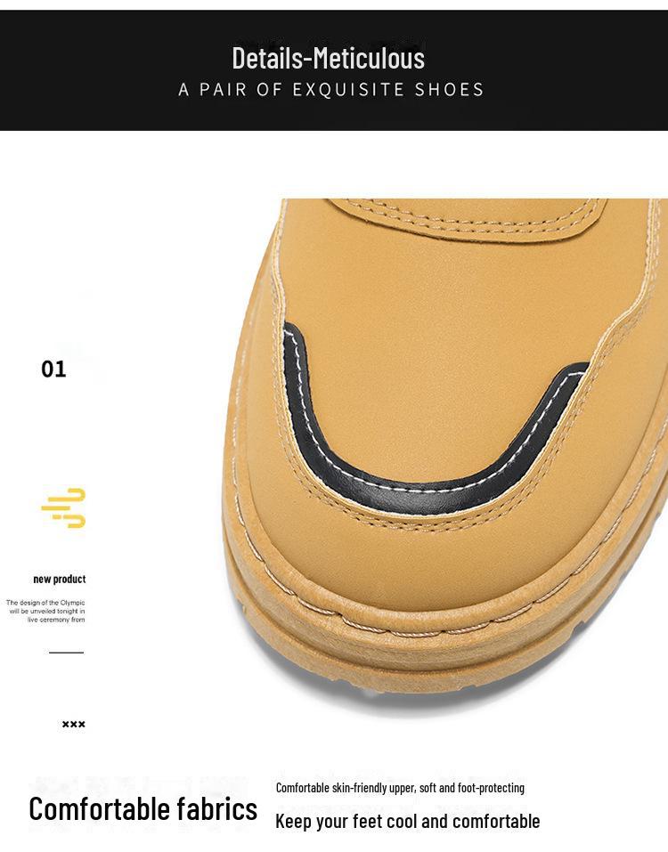 Men's Autumn British Style High-Top Yellow Martin Boots - All-Match Korean Version with Thick Soles.