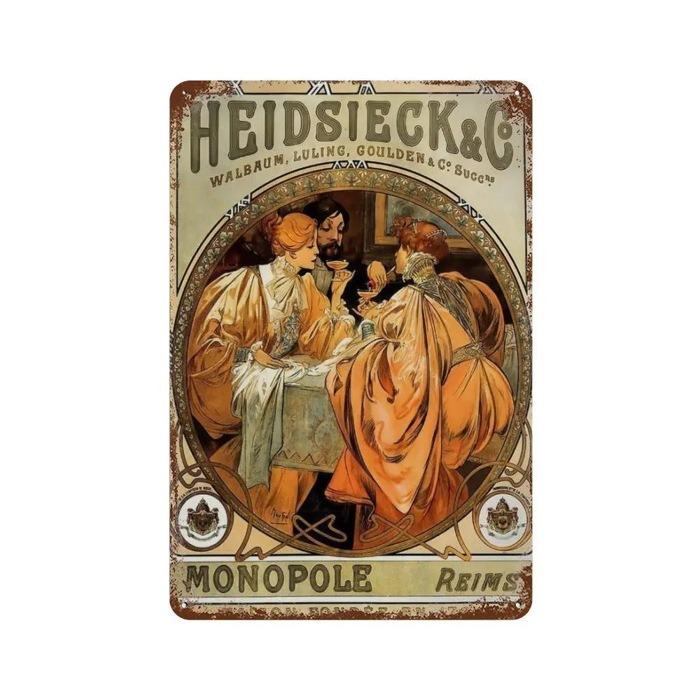 

Alphonse Mucha Poster Pin Up Girls Metal Tin Sign Art Painting Decorative Wall Plates For Bar Cafe Living Room Home Wall Decor 20x30cm