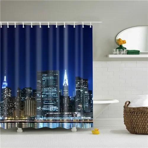 Modern Shower Curtains Bathroom Curtain Scenic City Beach Bath Curtain Frabic Waterproof Polyester With Hooks