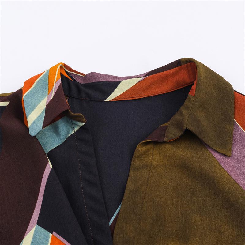 European Style 2025 Women's Double-Breasted Loose Printed Shirt